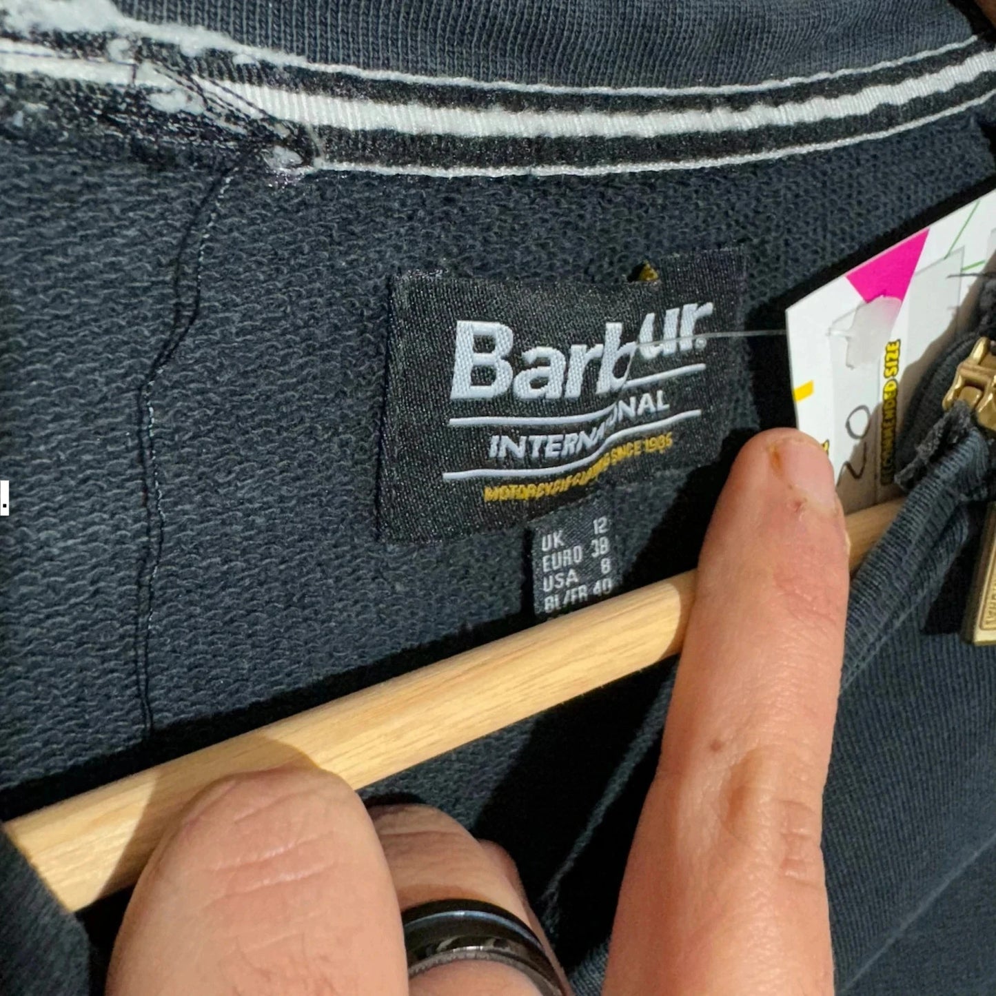 Black Barbour Sweatshirt Spellout - Size 12