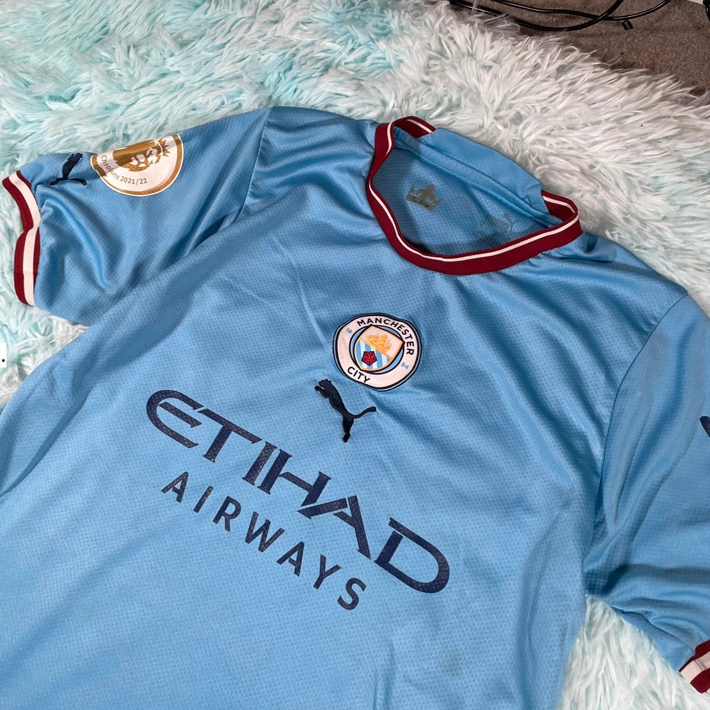 2022 Man City Shirt Haaland Puma Home Kit - Medium