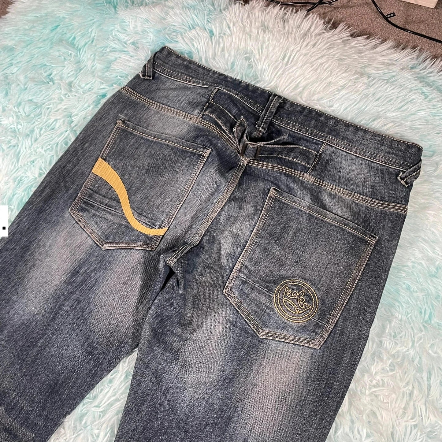 Vintage Y2K Crosshatch Jeans Baggy Embroidered - W32 L30