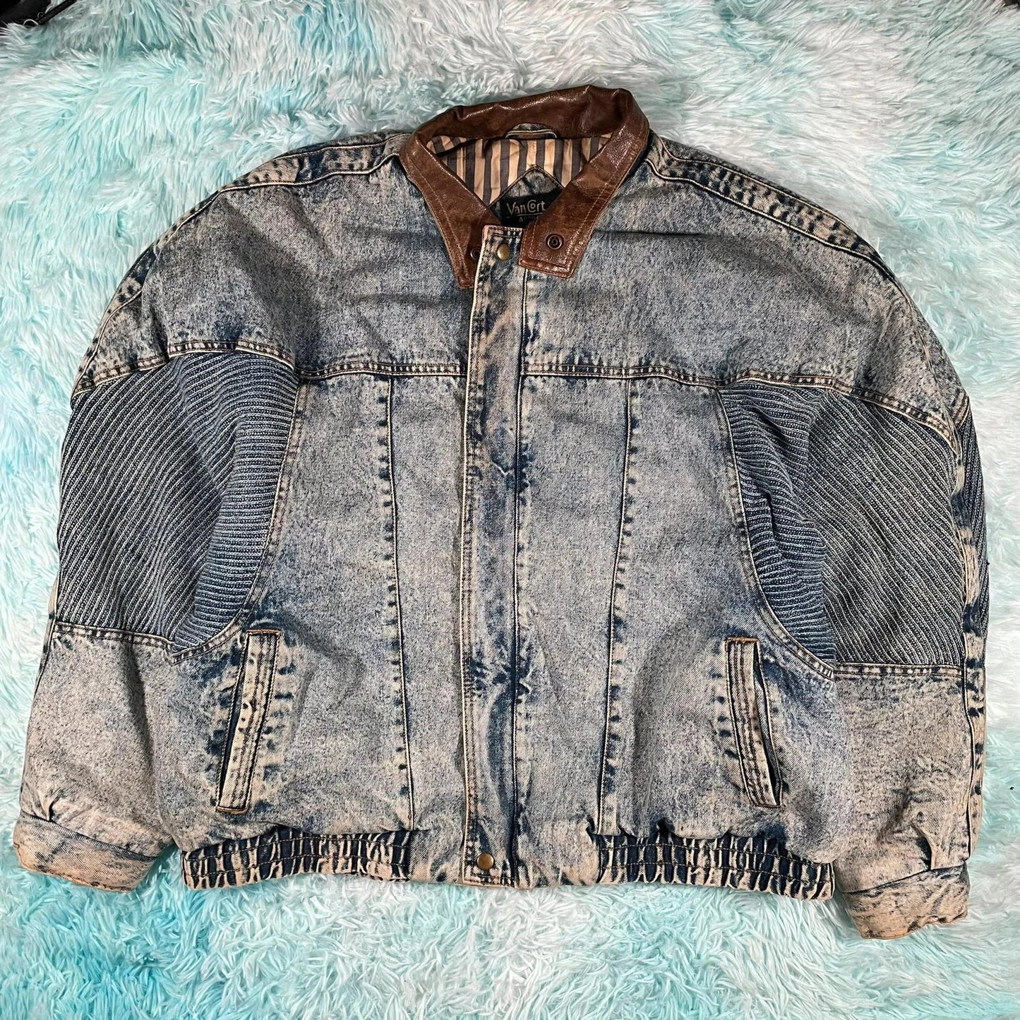 Vintage 80s Denim Bomber Jacket - XL