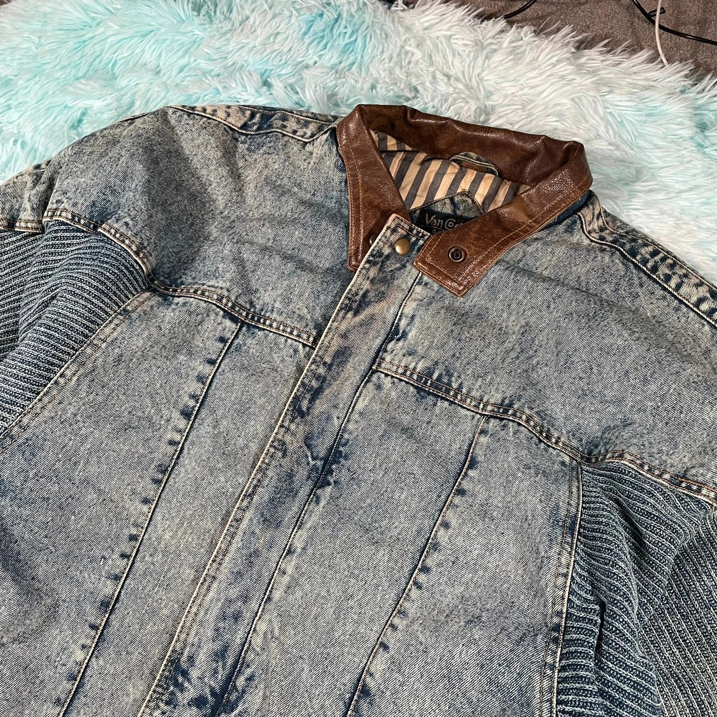 Vintage 80s Denim Bomber Jacket - XL