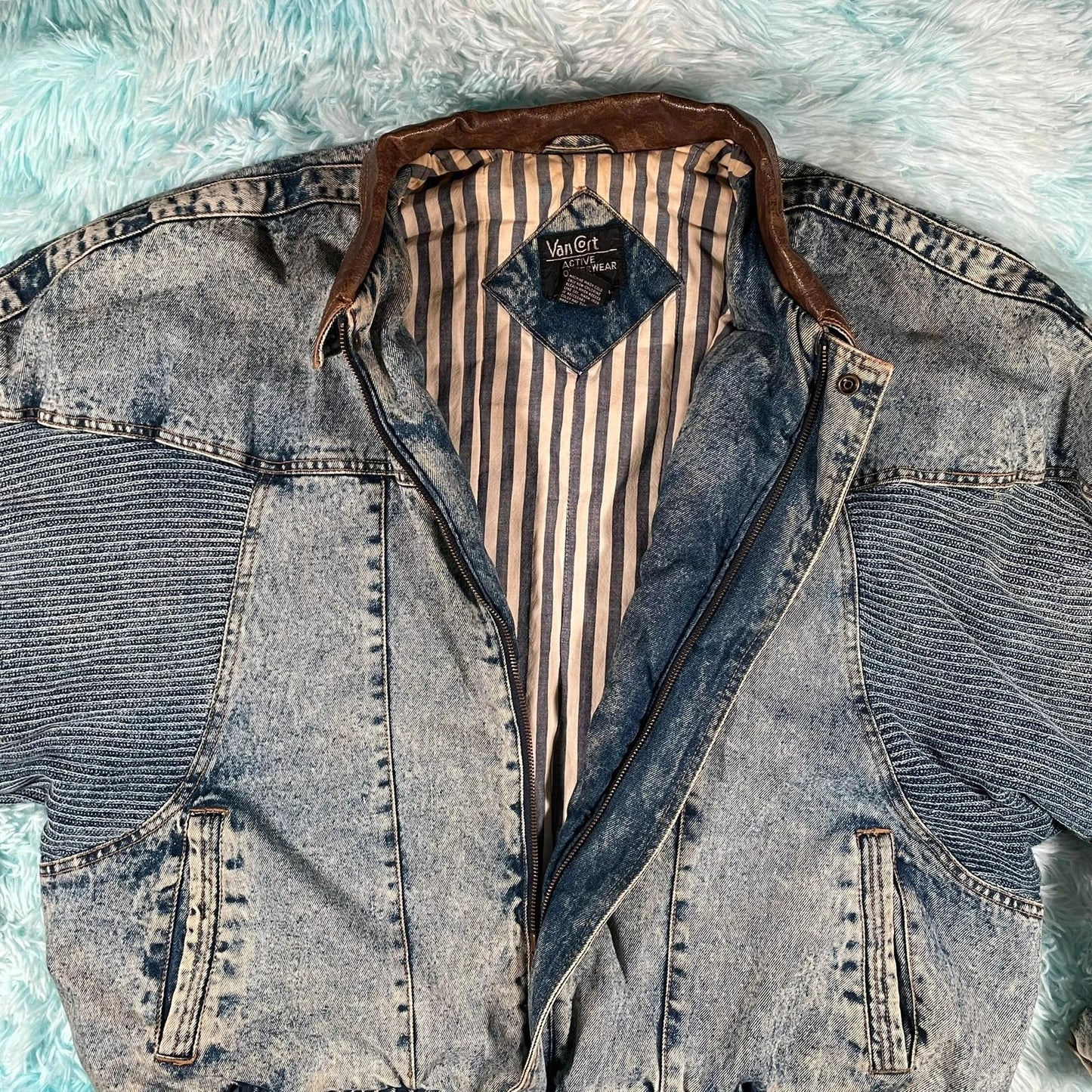 Vintage 80s Denim Bomber Jacket - XL