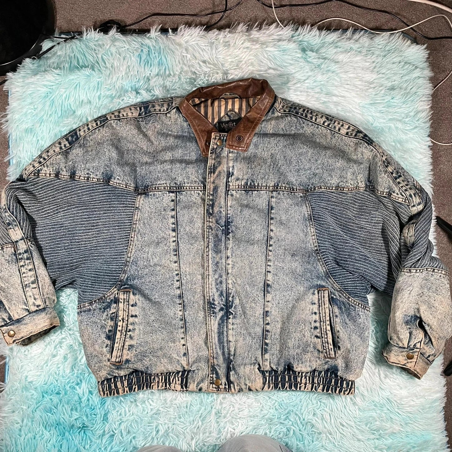 Vintage 80s Denim Bomber Jacket - XL