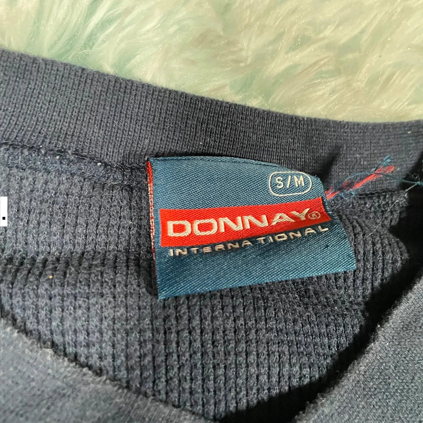 Vintage 90s Navy Waffle Knit Donnay T Shirt - Medium