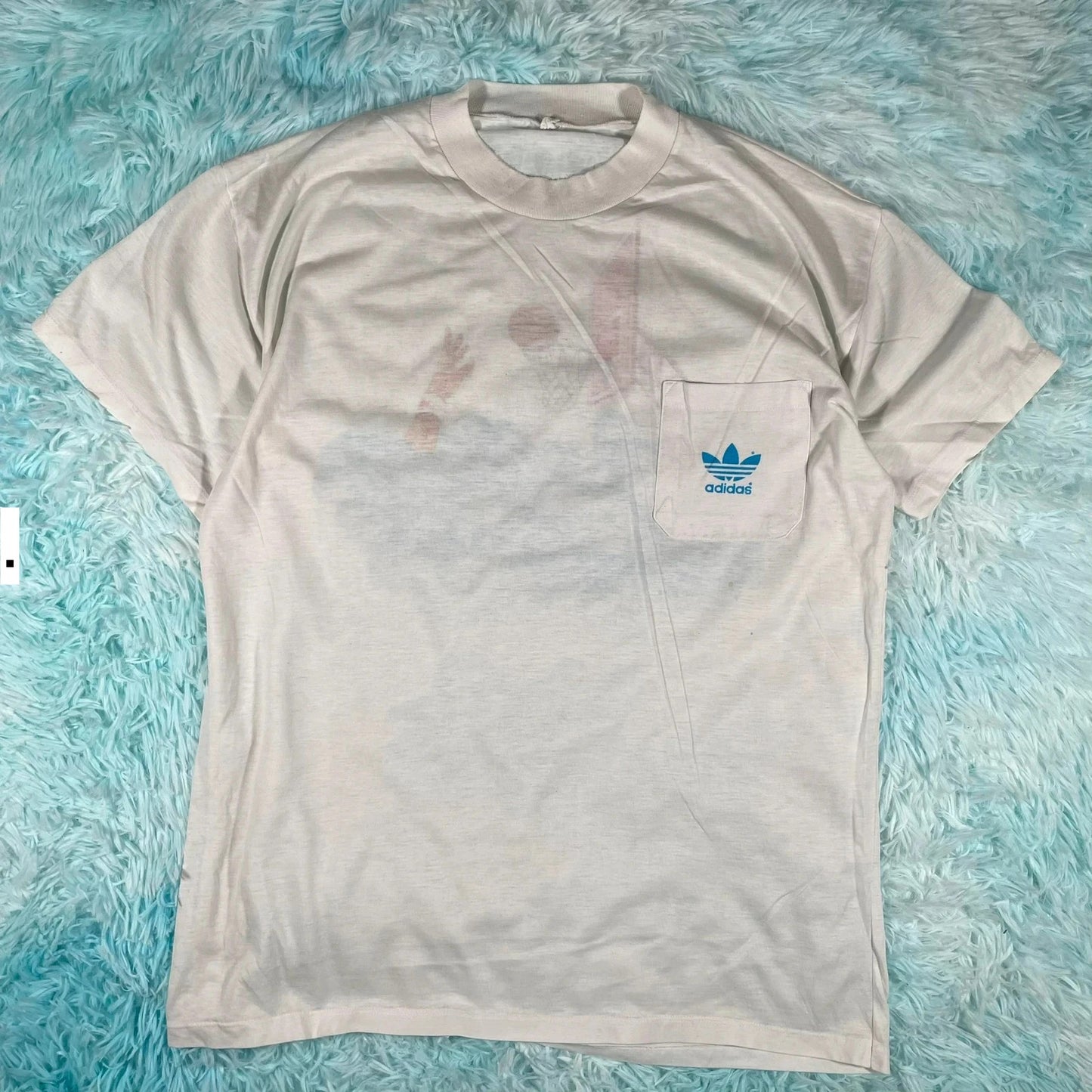 Vintage 80s Adidas Basketball Graphic T Shirt - Medium