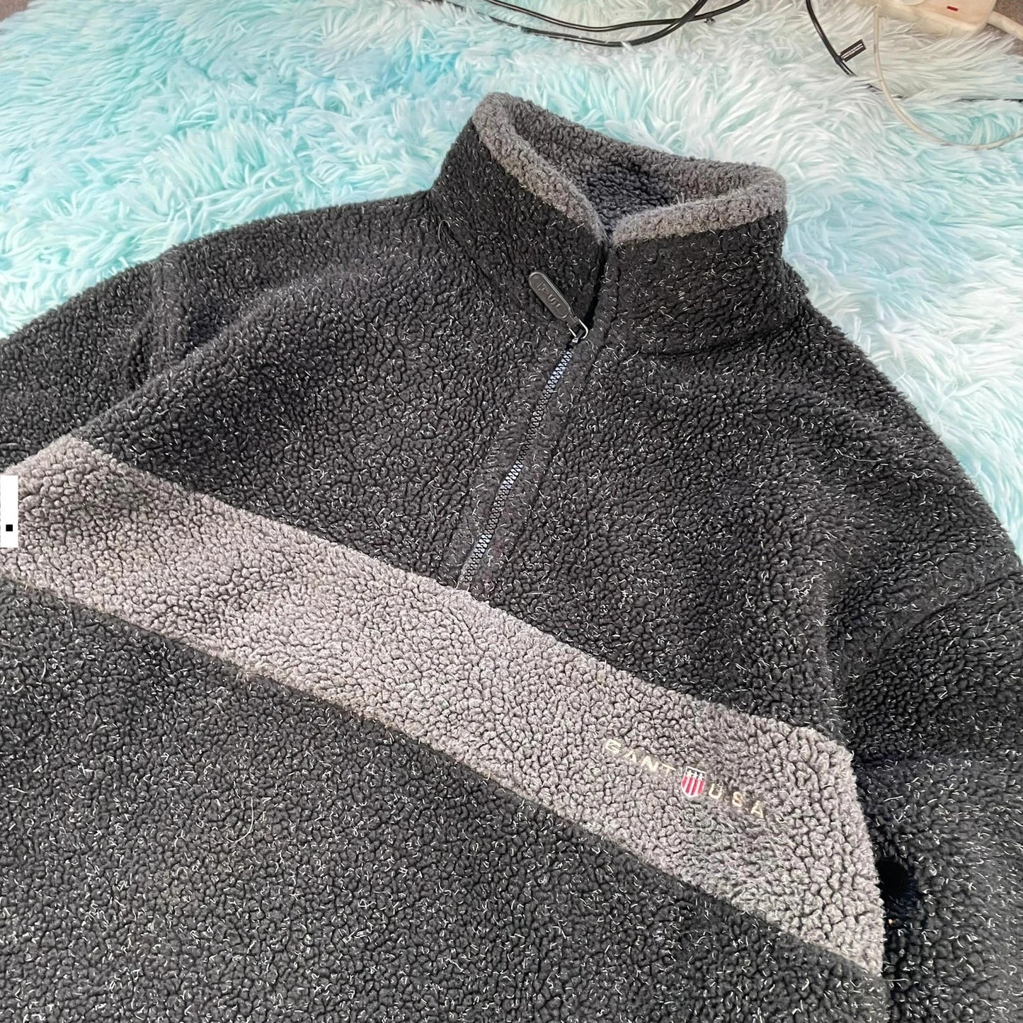 Vintage 90s Black Gant Sherpa Fleece 1/4 Zip - Large