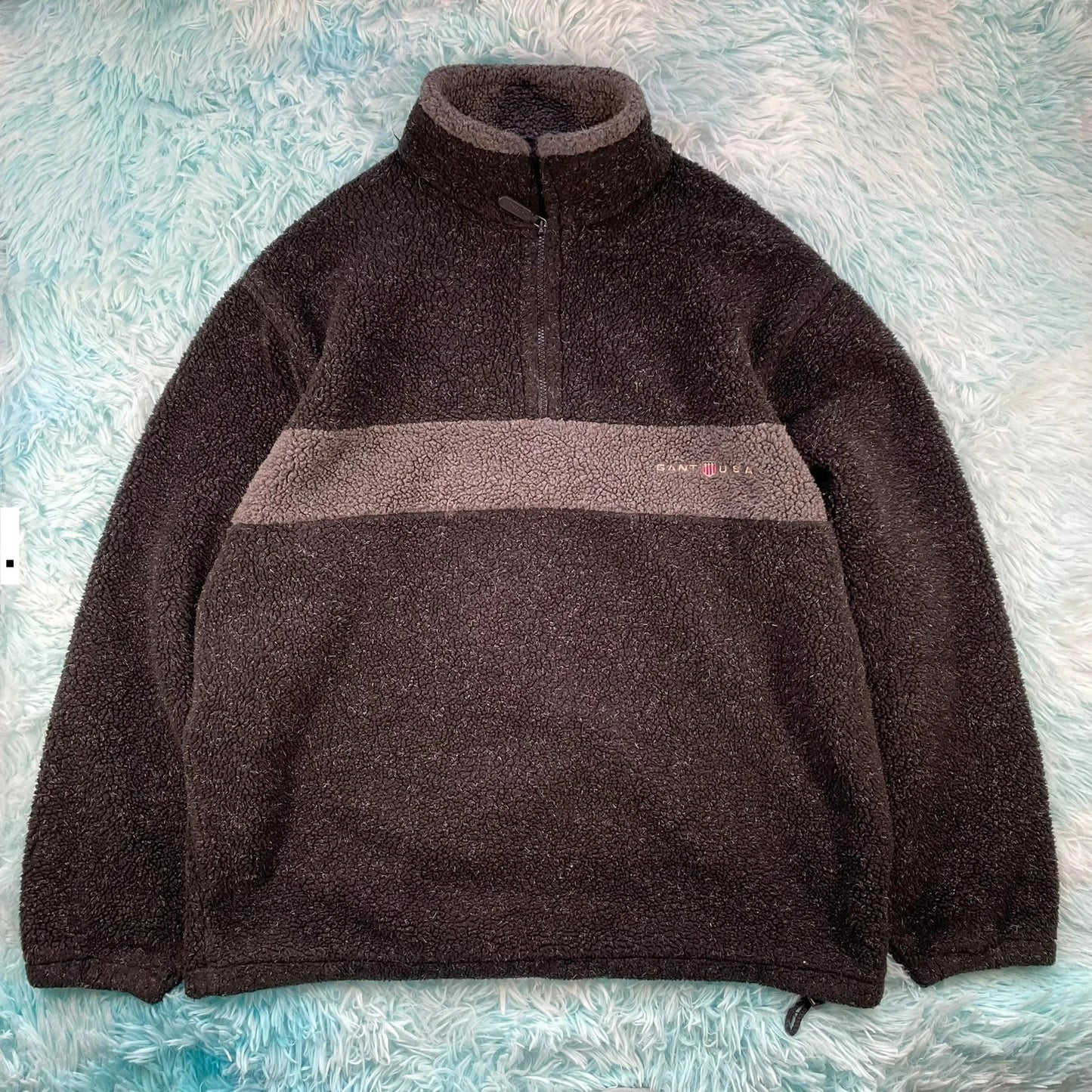 Vintage 90s Black Gant Sherpa Fleece 1/4 Zip - Large