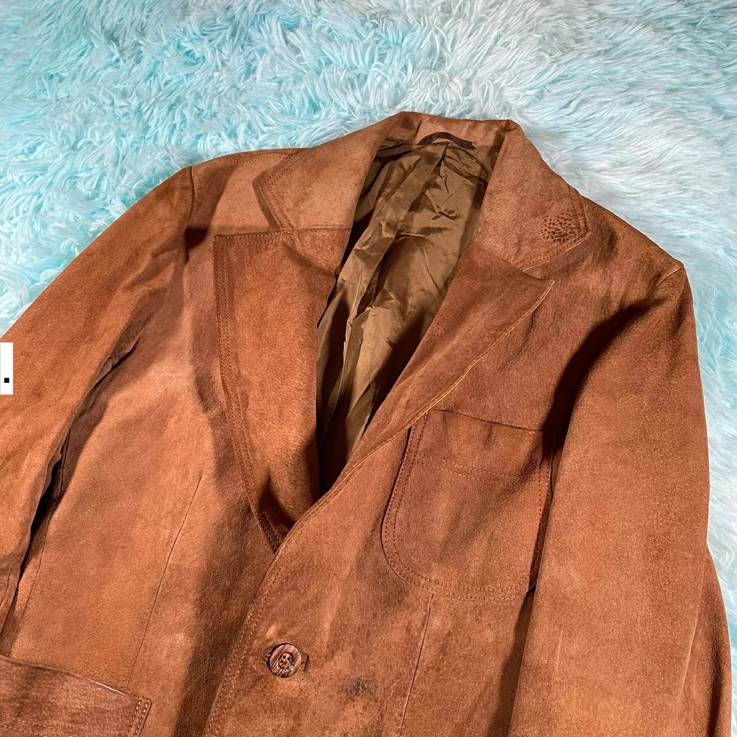Vintage 90s Suede Leather Blazer Jacket - Small