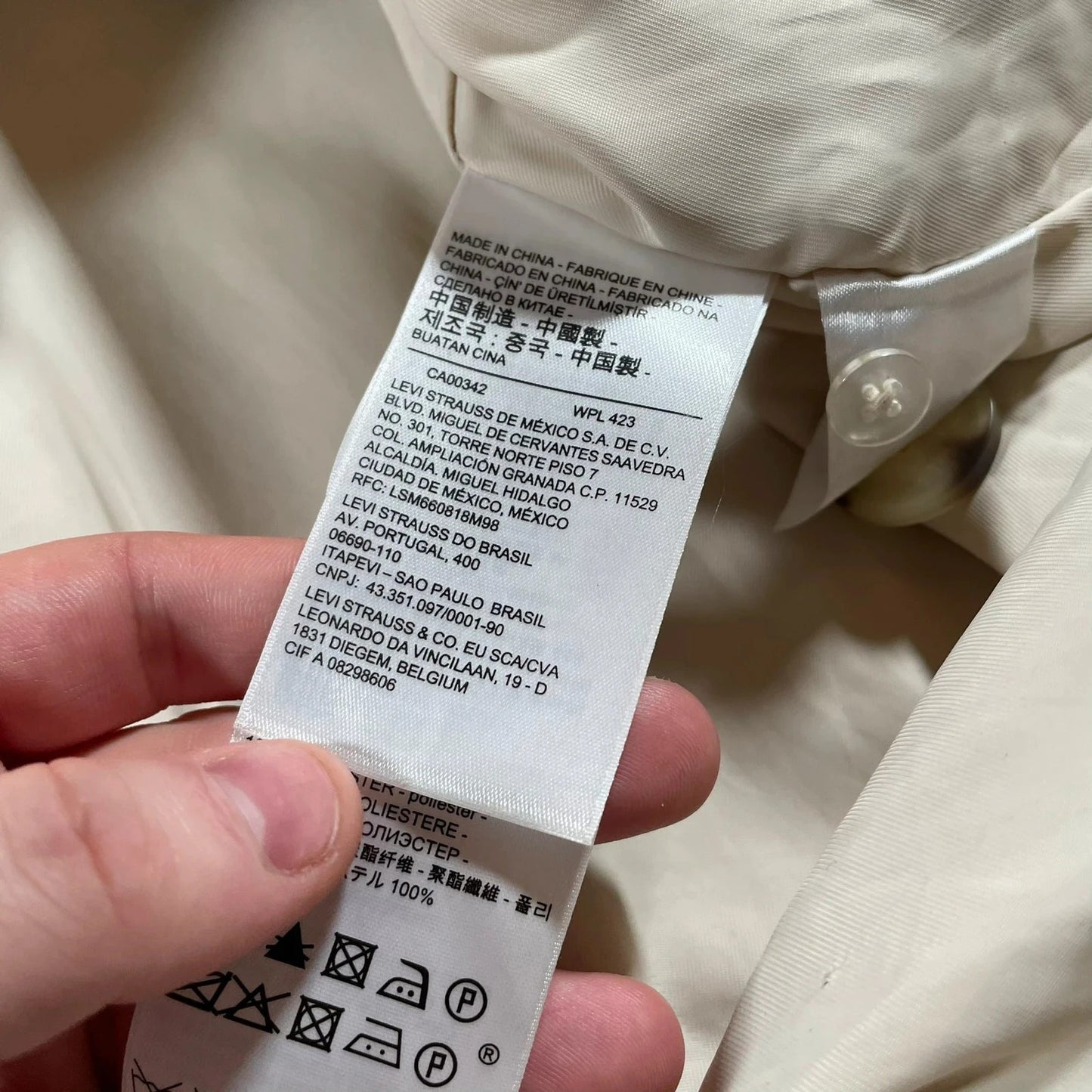 Cream Levi’s Wool Overcoat - Small
