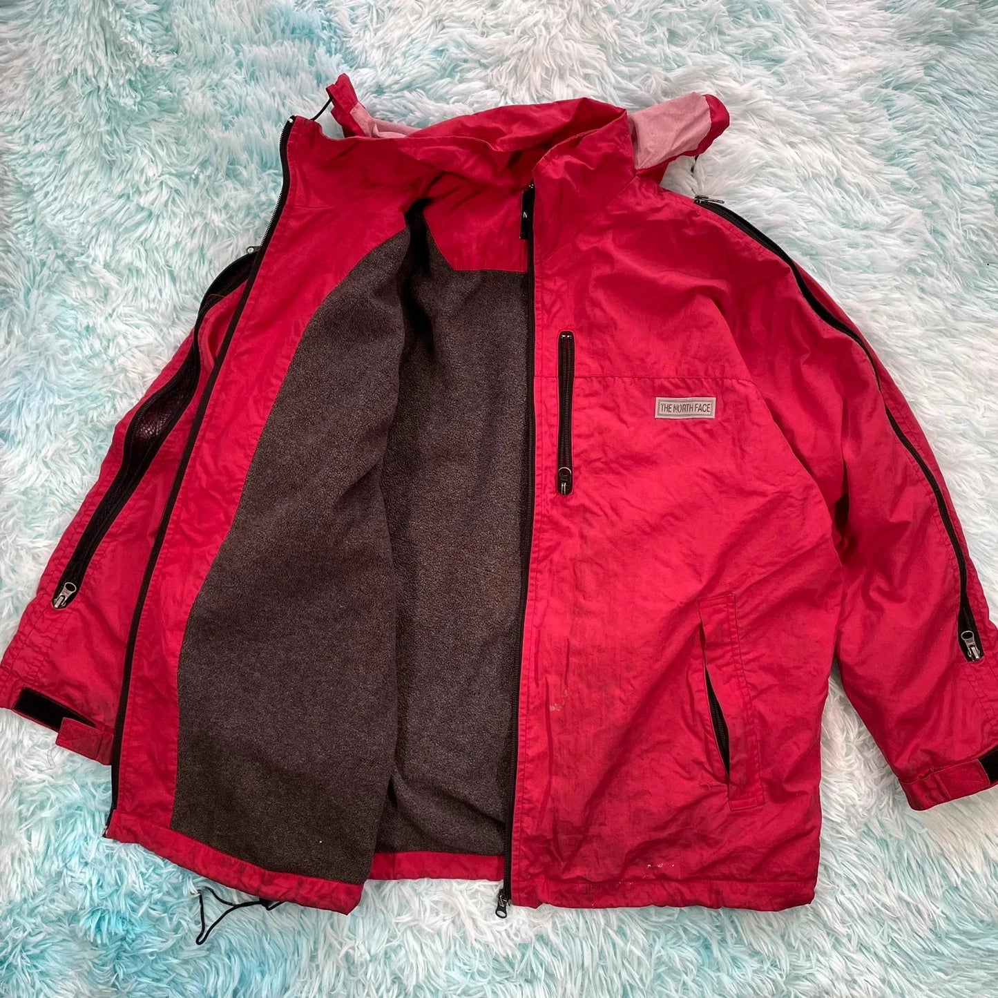 Vintage 90s Red The Face Fleece Lined Jacket - XL