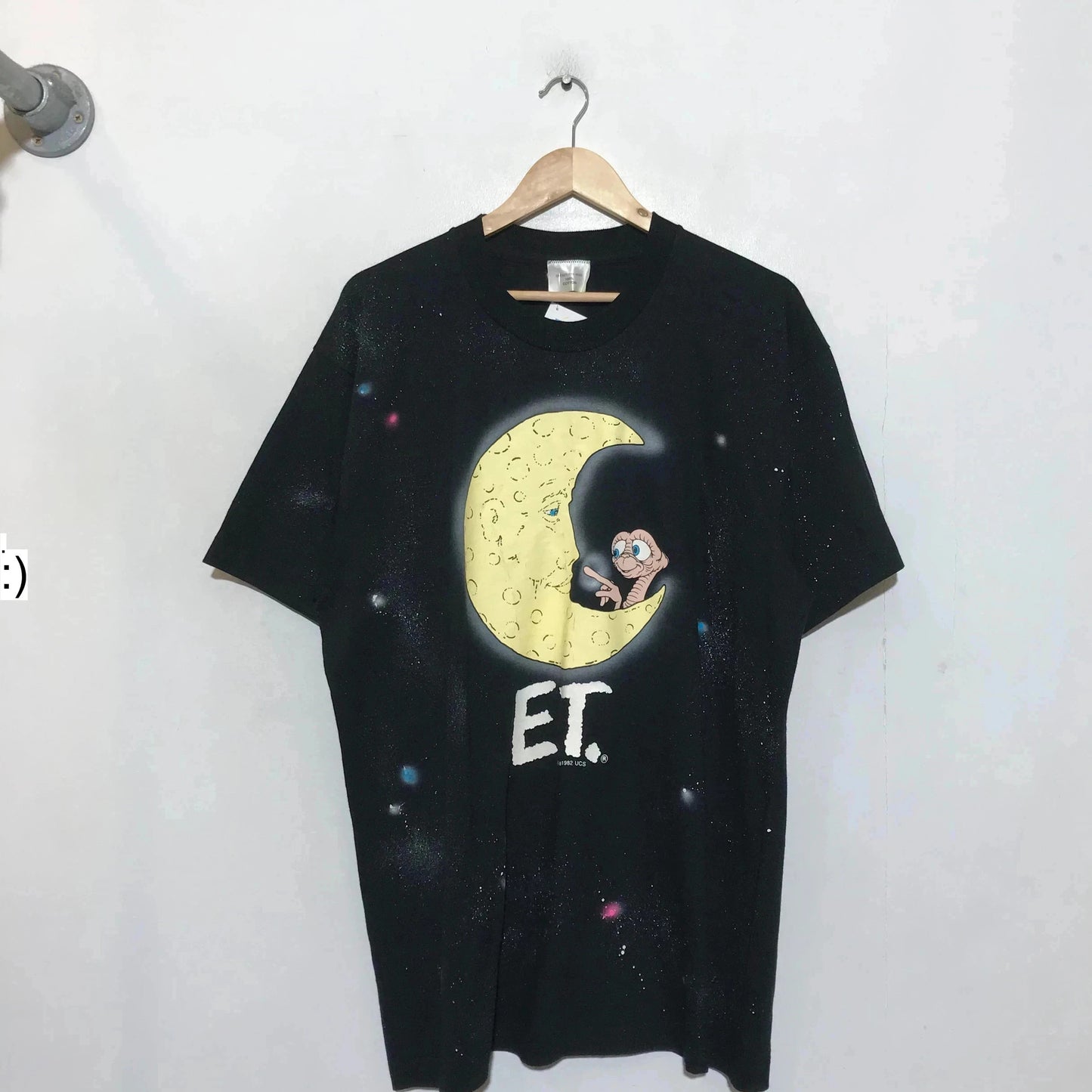 Vintage 1982 Black E.T. Movie Promo AOP Graphic T Shirt - XL