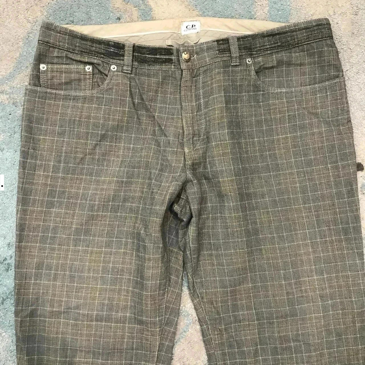Vintage Khaki Checkered CP Company Trousers - 38W 32L