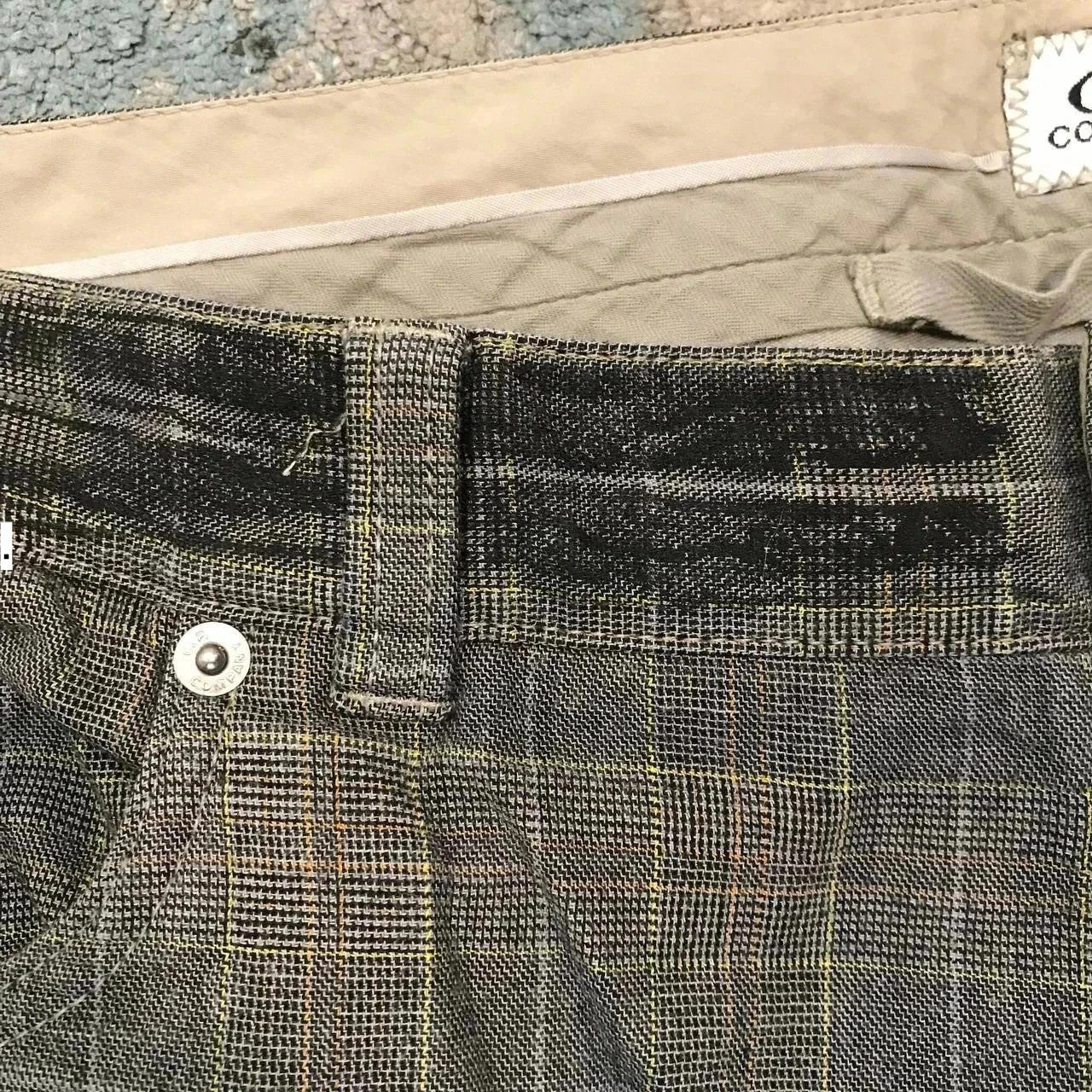 Vintage Khaki Checkered CP Company Trousers - 38W 32L