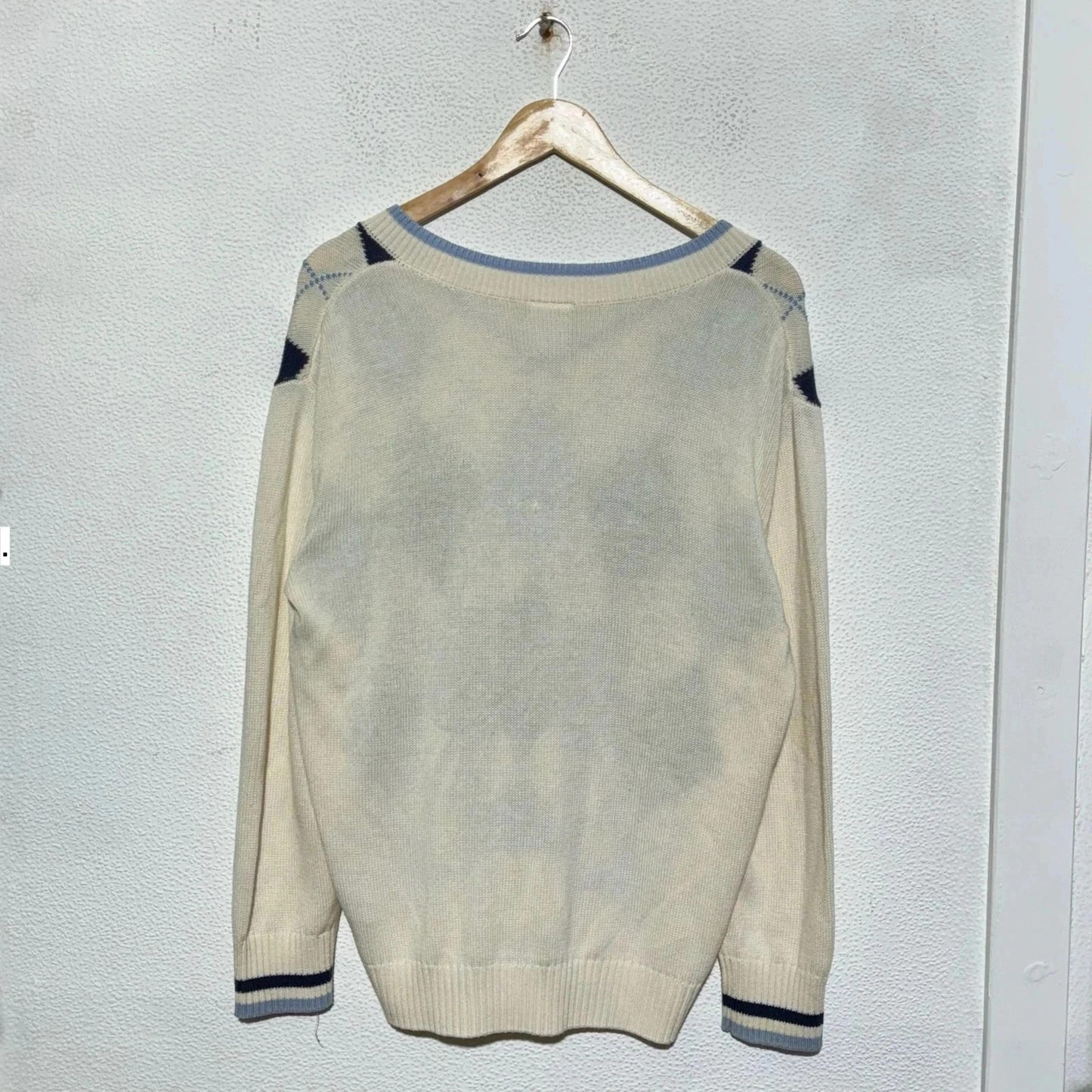 Cream Argyle Knitted Jumper iets frans Urban Outfitters - Xs