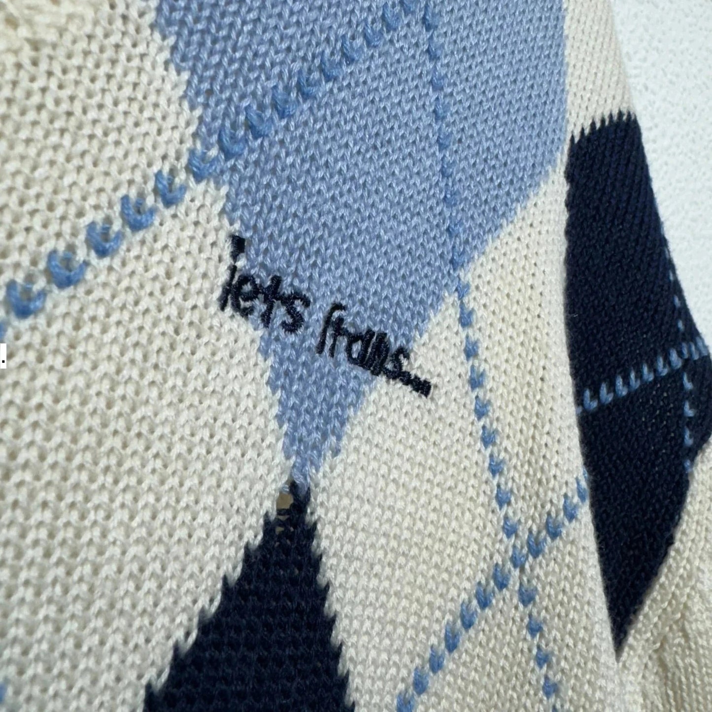Cream Argyle Knitted Jumper iets frans Urban Outfitters - Xs