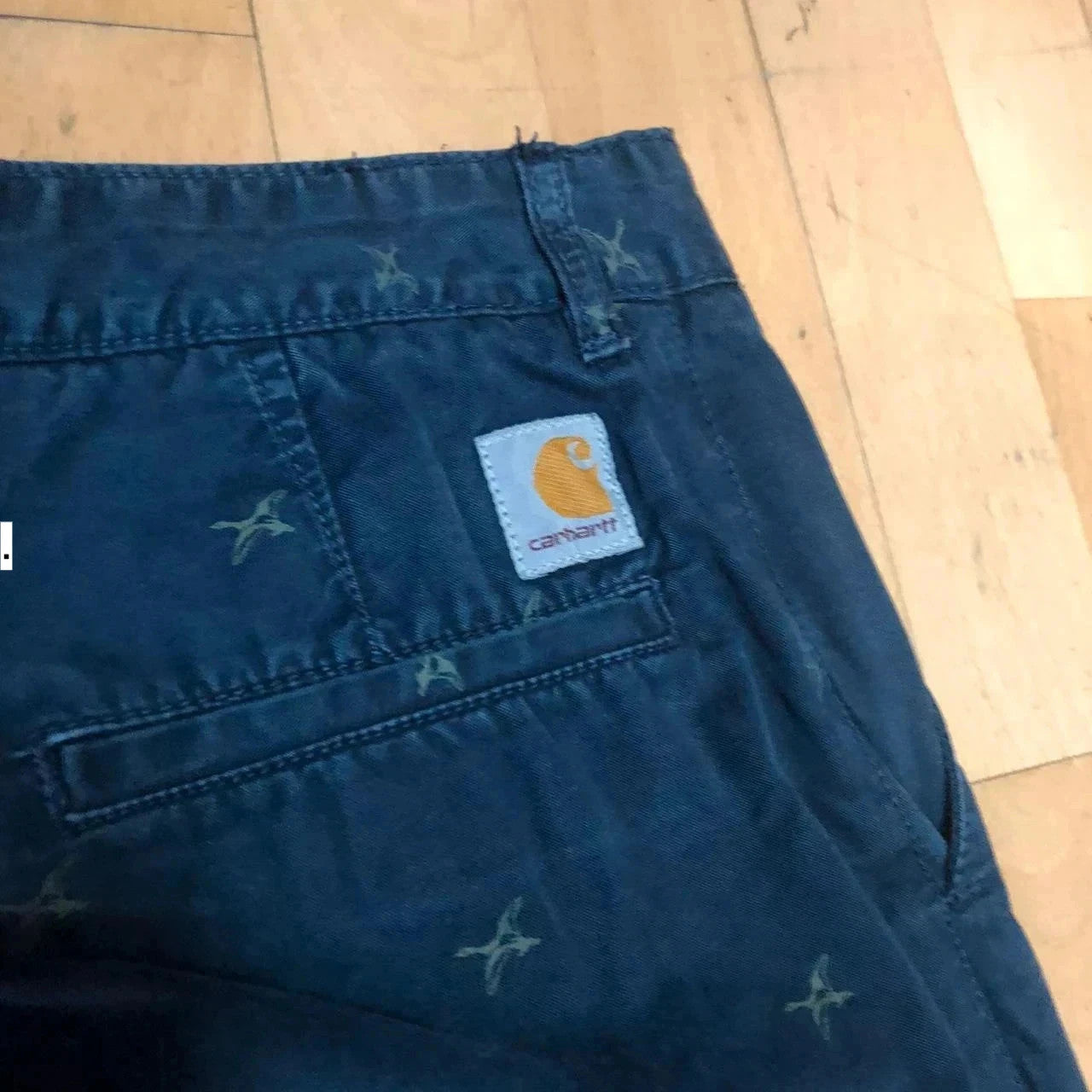 Navy Patterned Carhartt Chino Trousers Cane Pants - 34W 32L