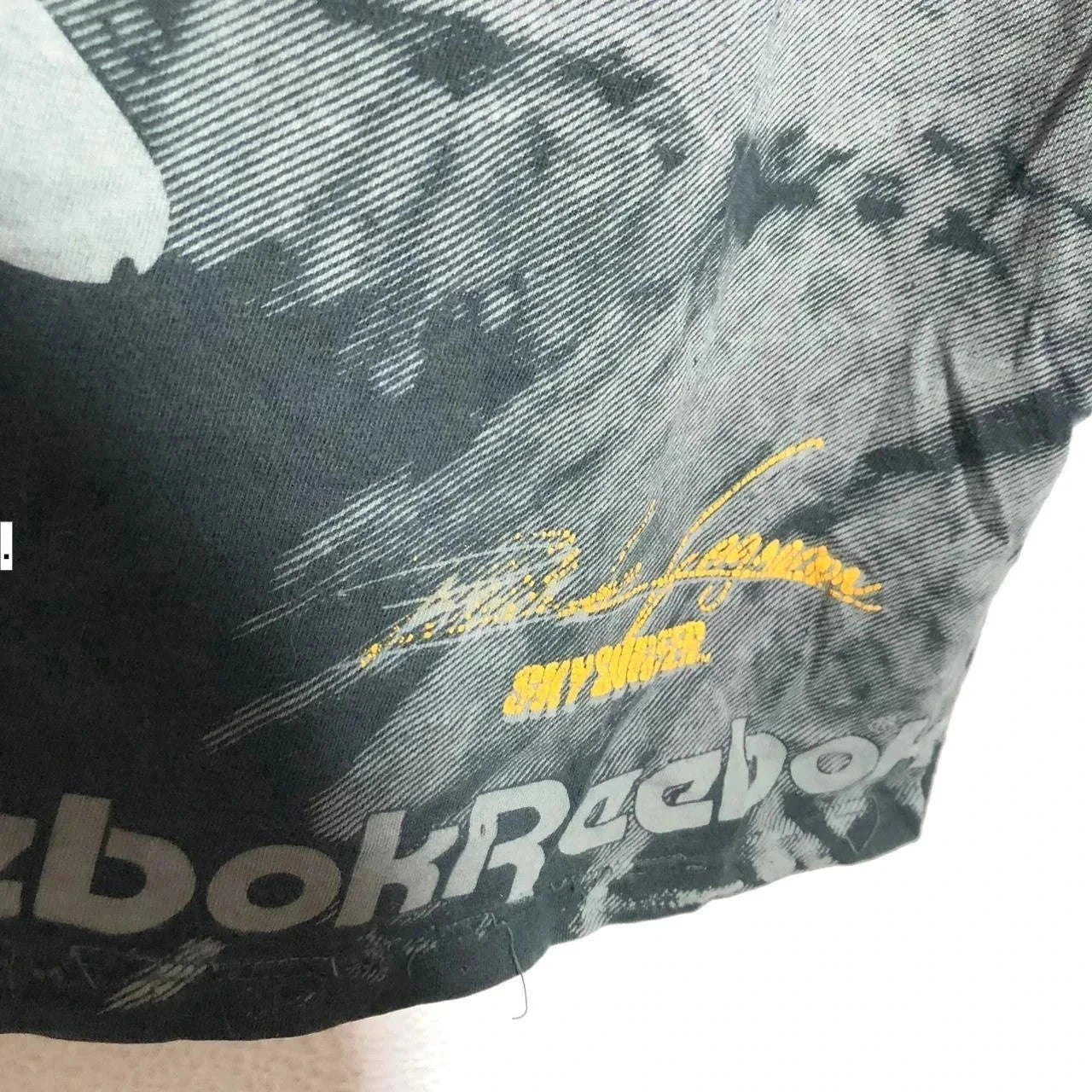 Vintage 80s Black Reebok Surfing All Over Print T Shirt - Medium