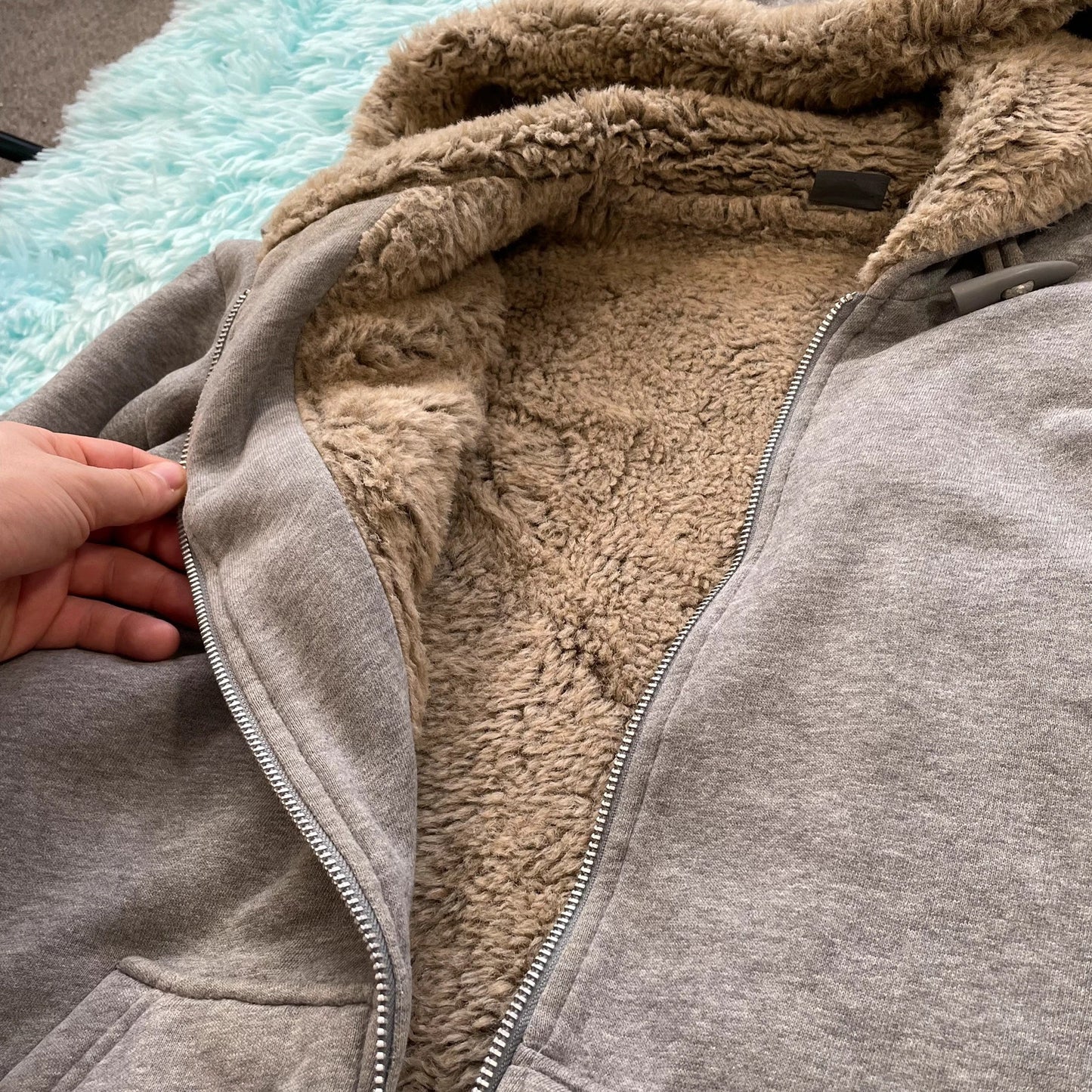 Grey Armani Exchange Fleeced Hoodie Full Zip - Large