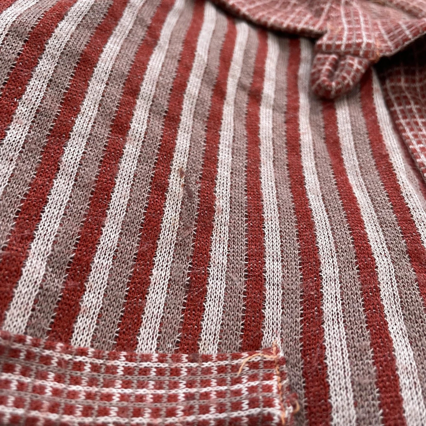 Vintage 1970s Brown Striped Polo Top Shirt - Medium