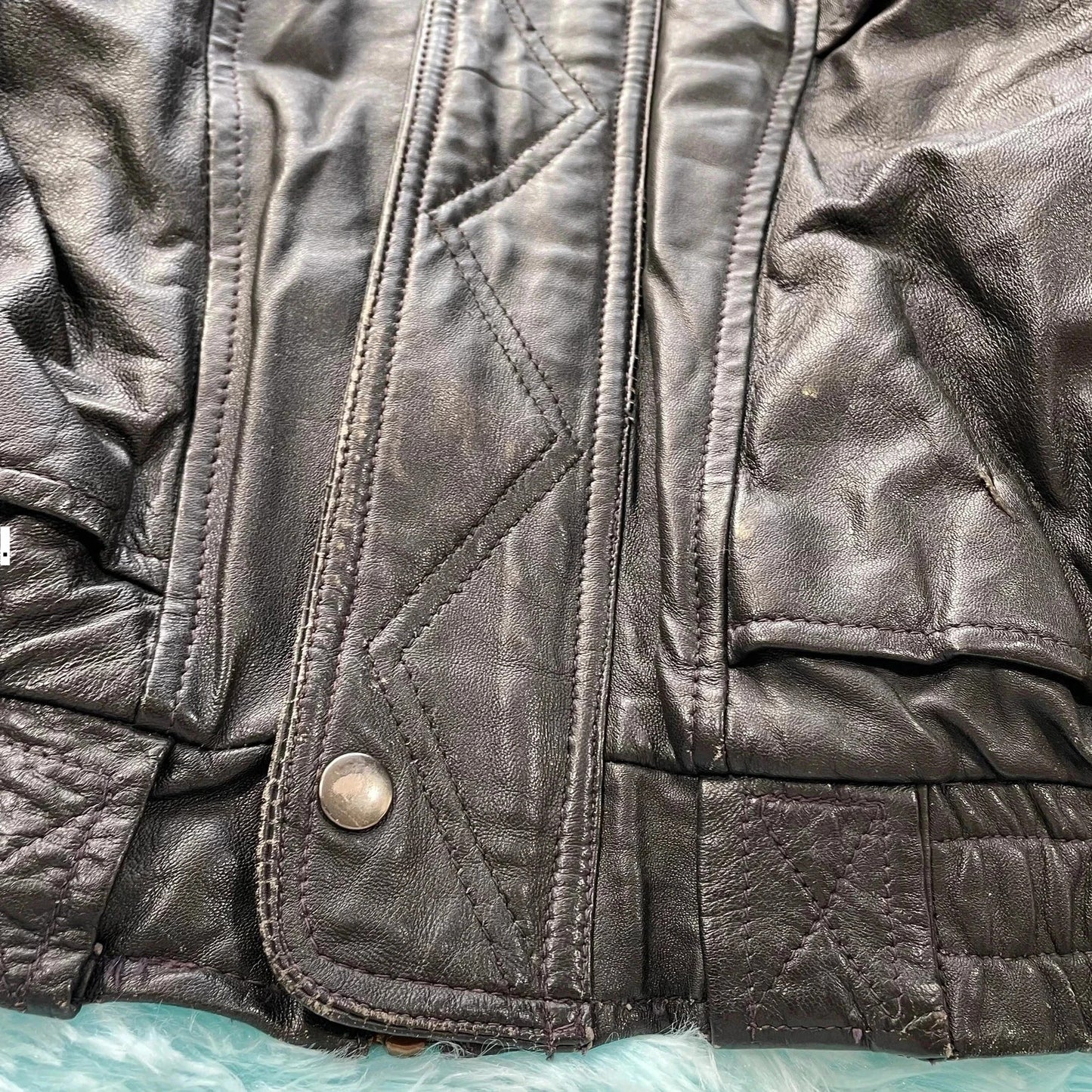 Vintage 90s Black Boxy Leather Jacket - XL