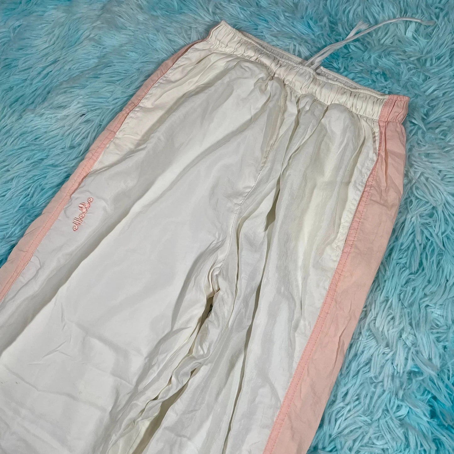 Vintage 80s White & Peach Retro Ellesse Shell Tracksuit Set - Medium