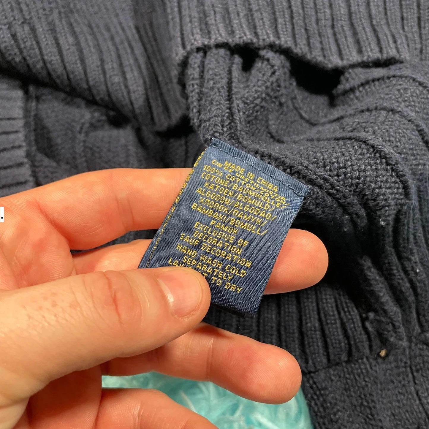 Navy polo Ralph Lauren Cable Knit Jumper - Medium