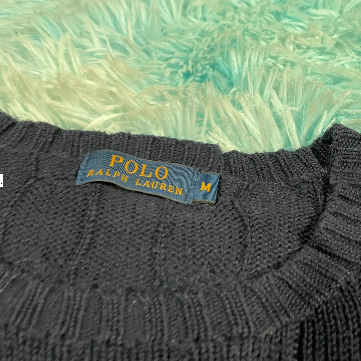 Navy polo Ralph Lauren Cable Knit Jumper - Medium