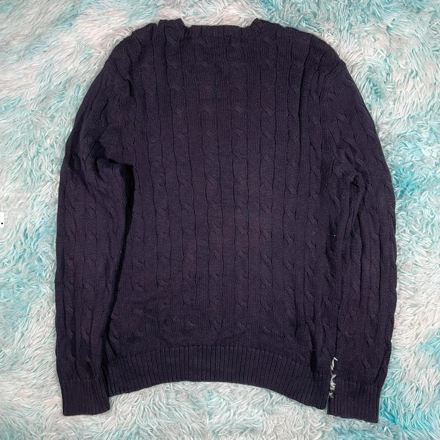 Navy polo Ralph Lauren Cable Knit Jumper - Medium