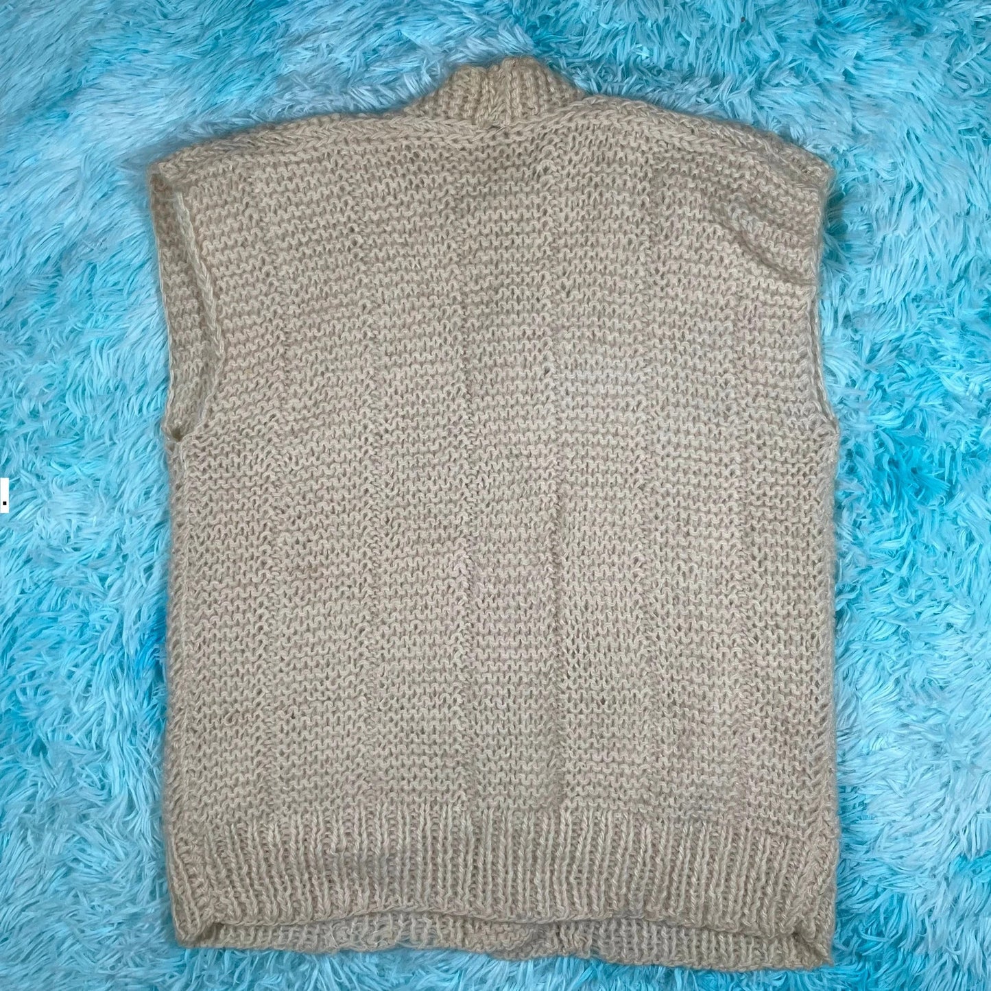Vintage 70s Cream Sweater Vest Cardigan - XL