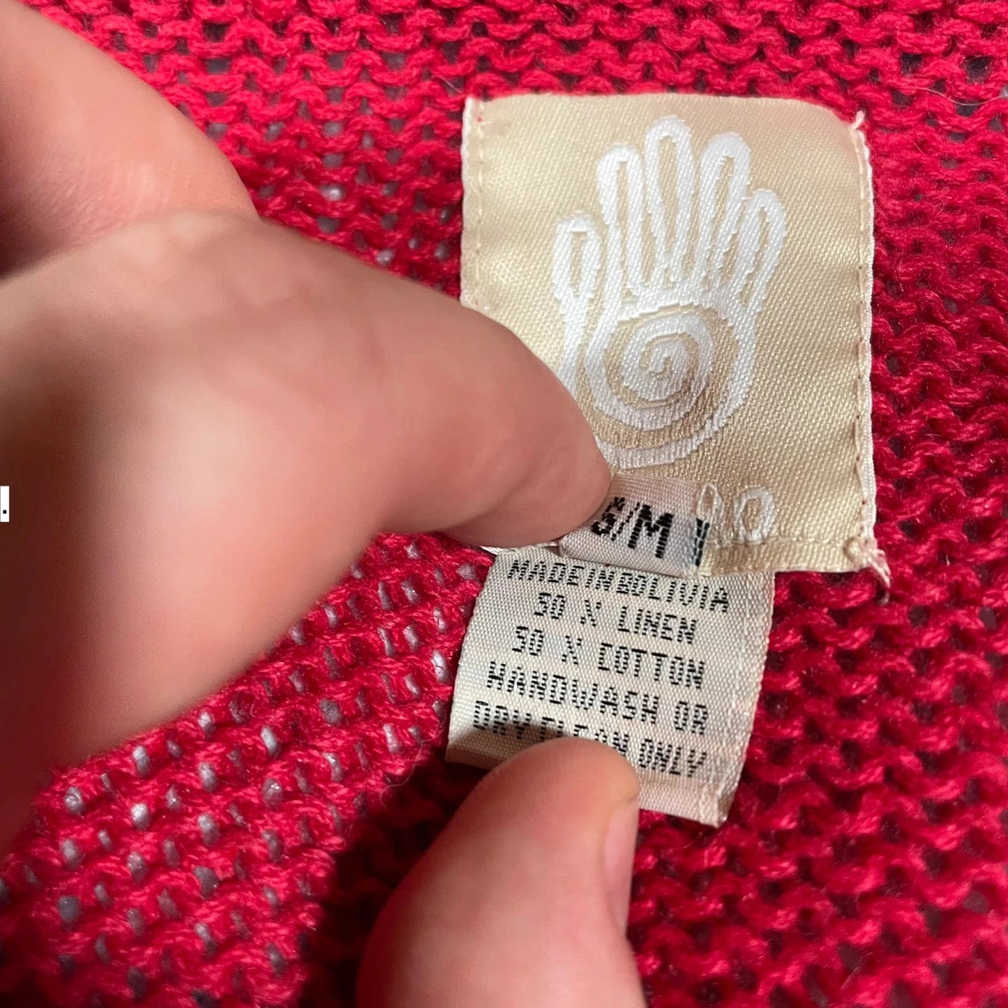 Vintage Red Amano Knitted Cardigan - Small