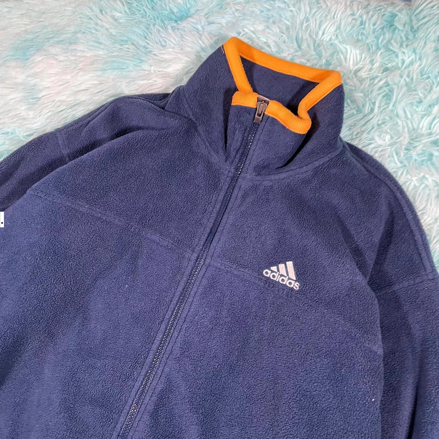 Vintage 90s Navy Adidas Fleece Full Zip - Small