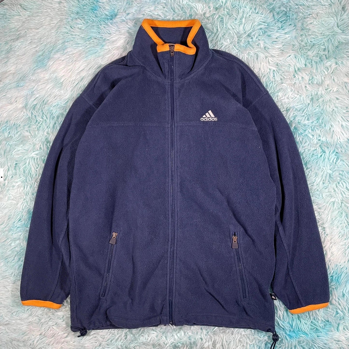Vintage 90s Navy Adidas Fleece Full Zip - Small