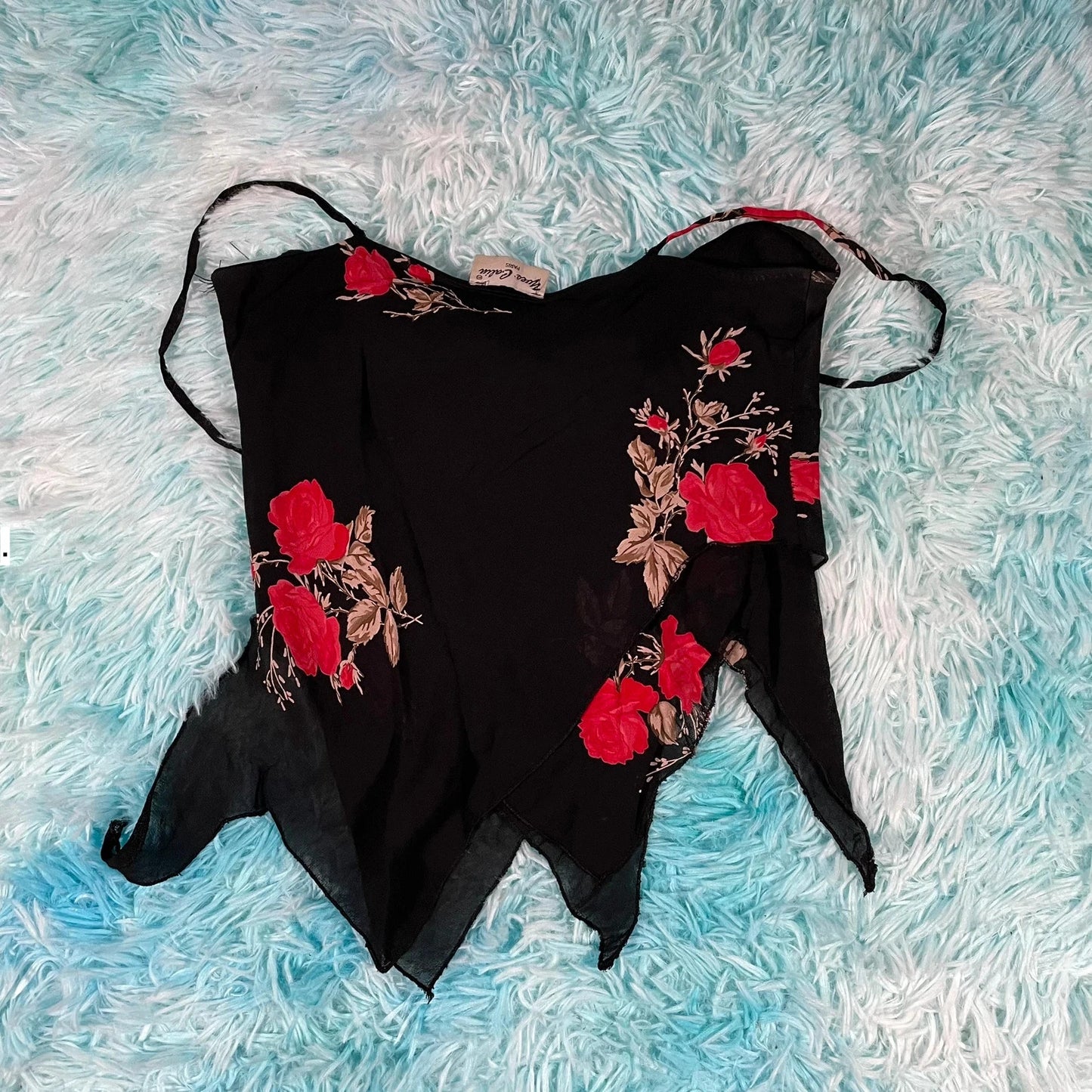 Vintage 90s Black Floral Yves Calin Cami Top - Size 8