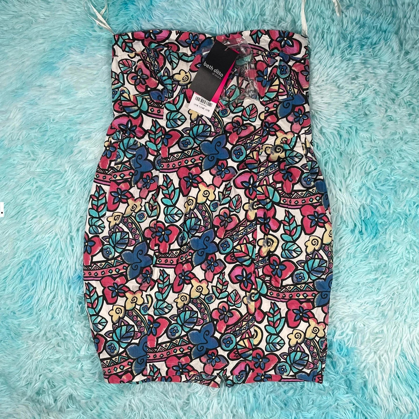 BNWT Floral Patterned Beth Ditto Strapless Vest - Size 14