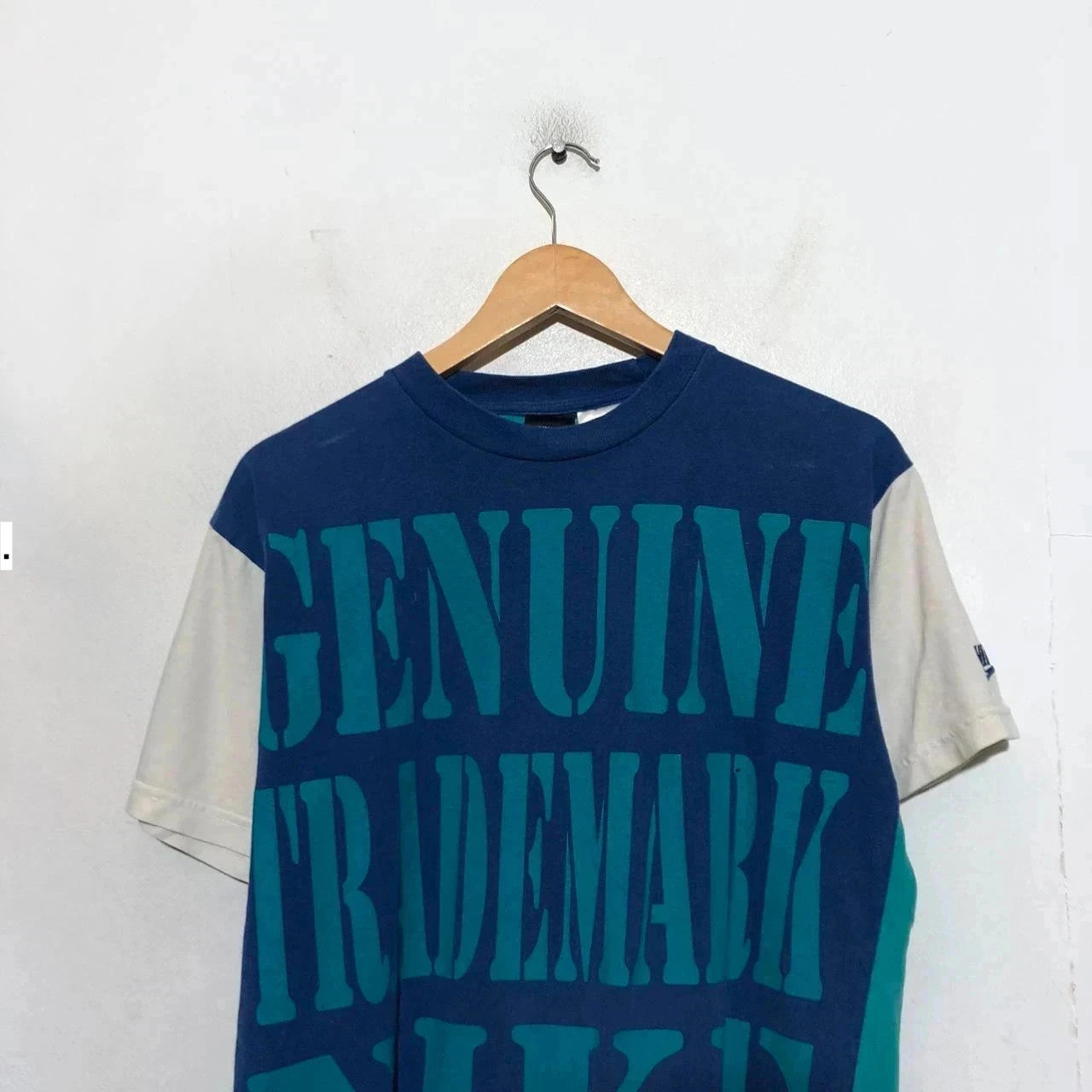 Rare Vintage 90s Blue Nike Graphic Print T Shirt - Medium
