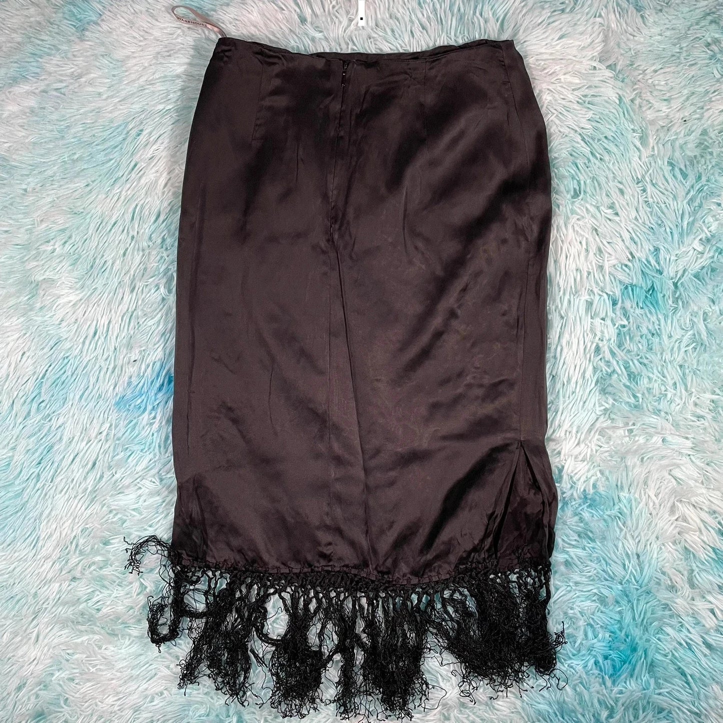 Black Floral Warehouse Silk Pencil Skirt - Size 10
