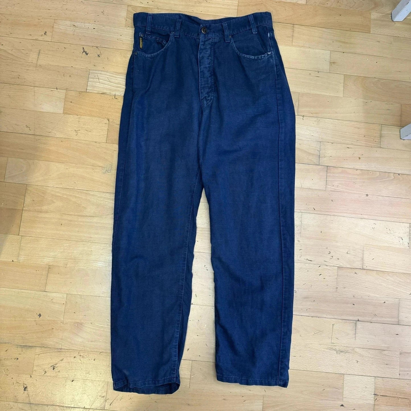 Vintage 90s Navy Armani Jeans Linen Trousers - 32W 30L