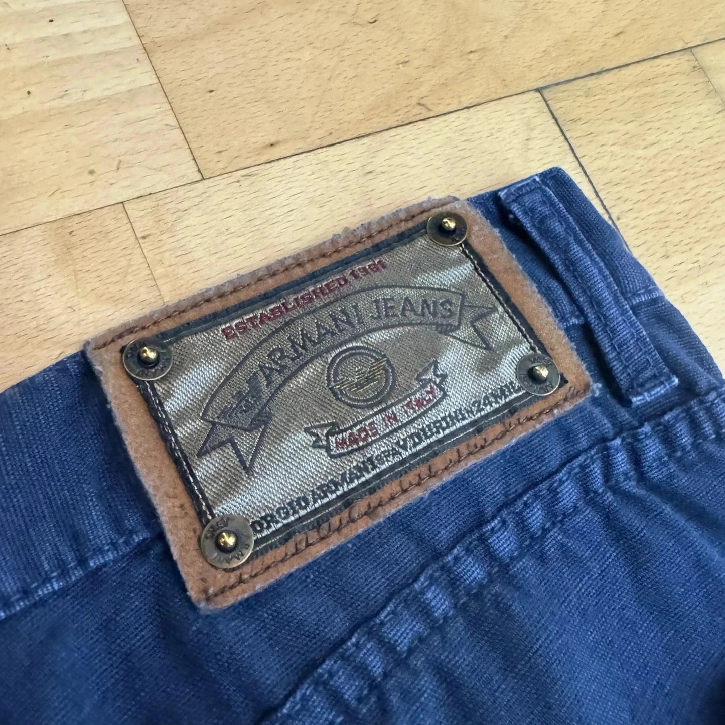 Vintage 90s Navy Armani Jeans Linen Trousers - 32W 30L