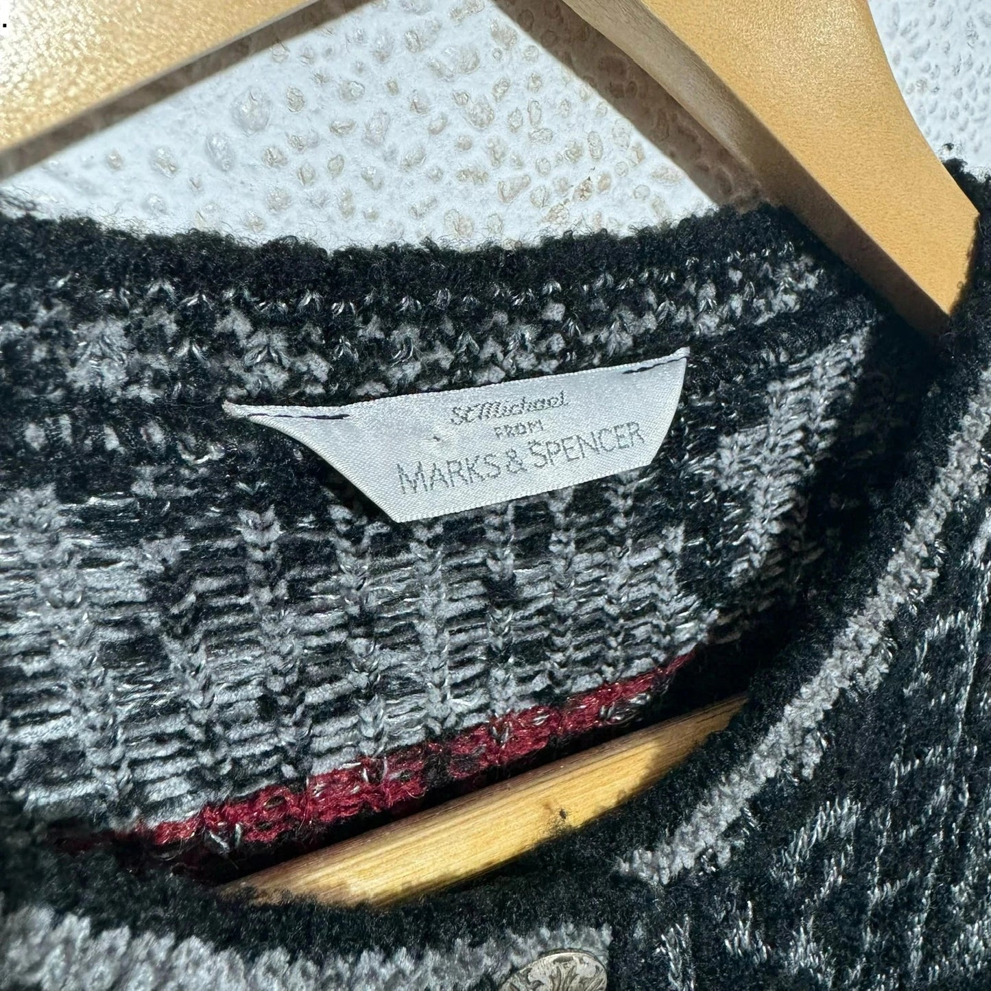 Vintage 80s Black Floral Patterned Knitted Cardigan