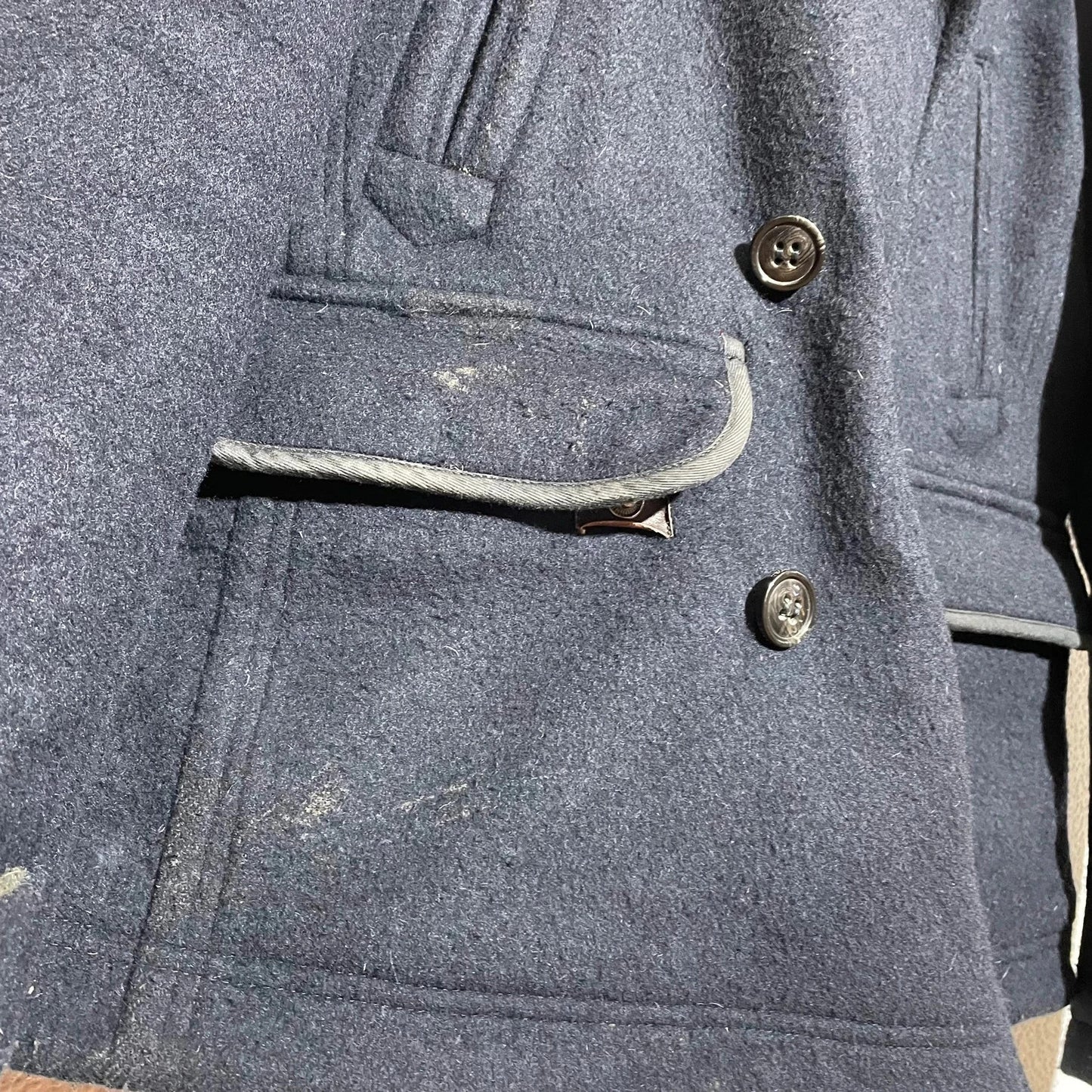 Dark Navy Barbour Wool Jacket - Large