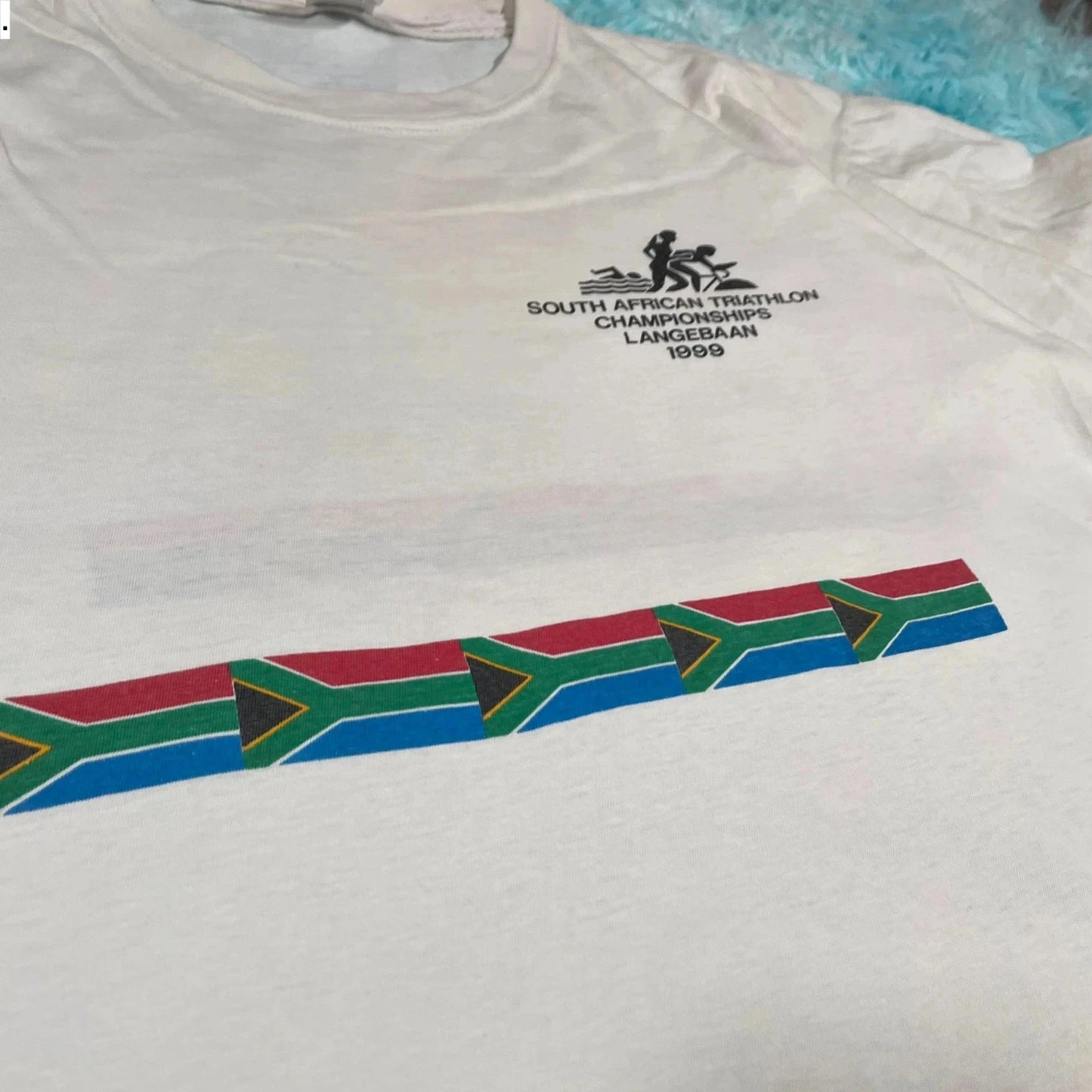 Vintage 90s White Triathlon Graphic T Shirt - Medium