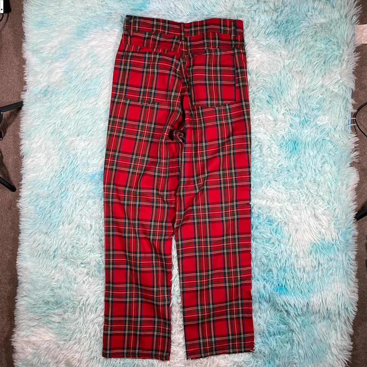 Vintage 90s Red Tartan Golf Trousers - 32W 32L