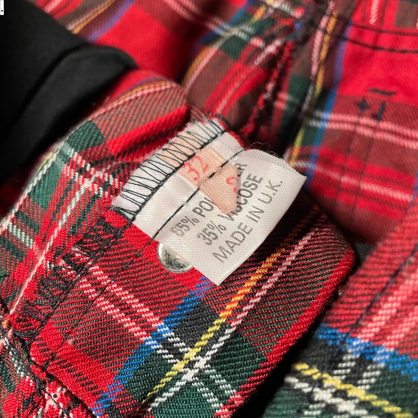 Vintage 90s Red Tartan Golf Trousers - 32W 32L