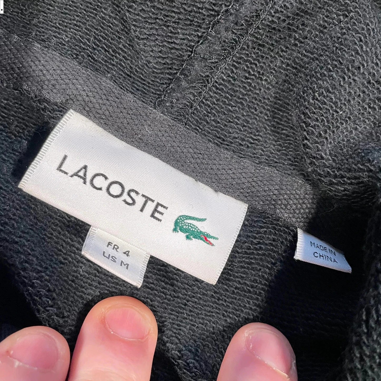 Black Lacoste Full Zip Hoodie - Medium