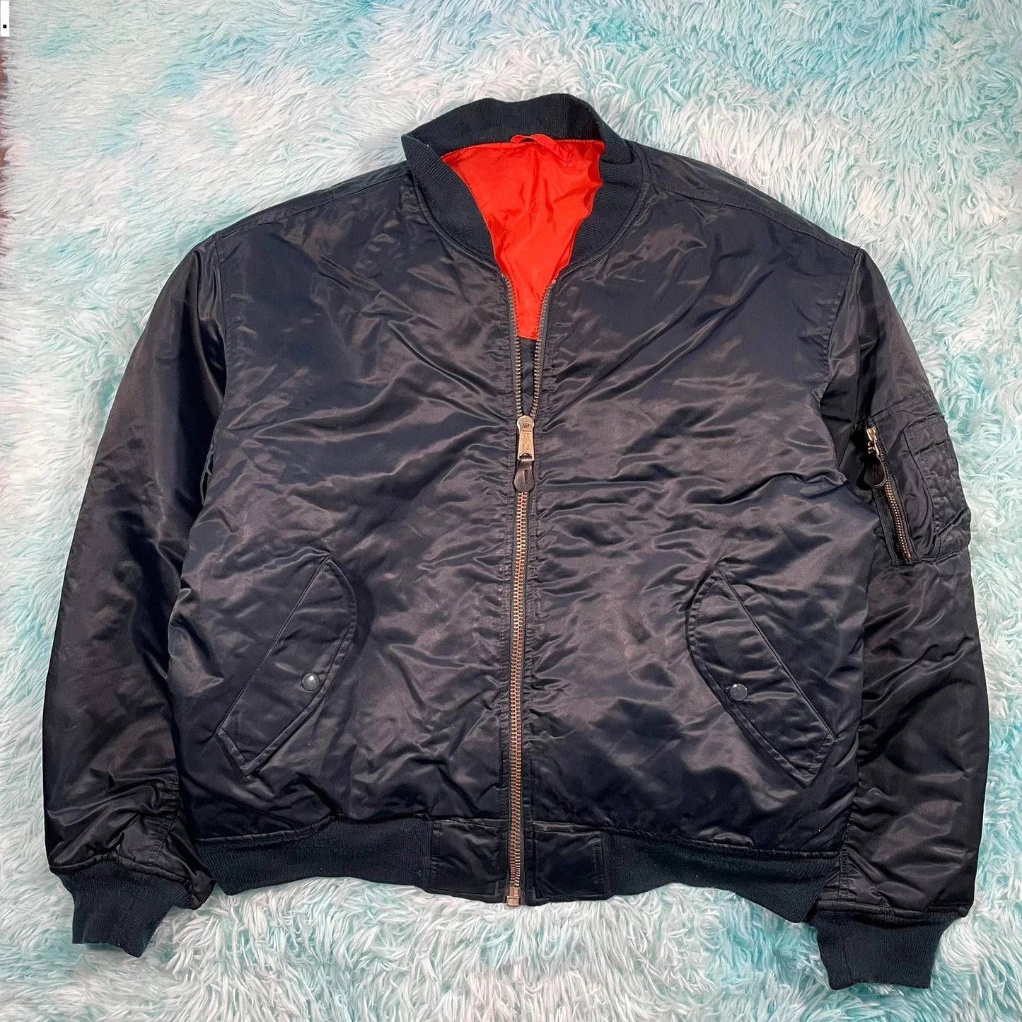 Navy & Orange US Air Force Flight Jacket - XL