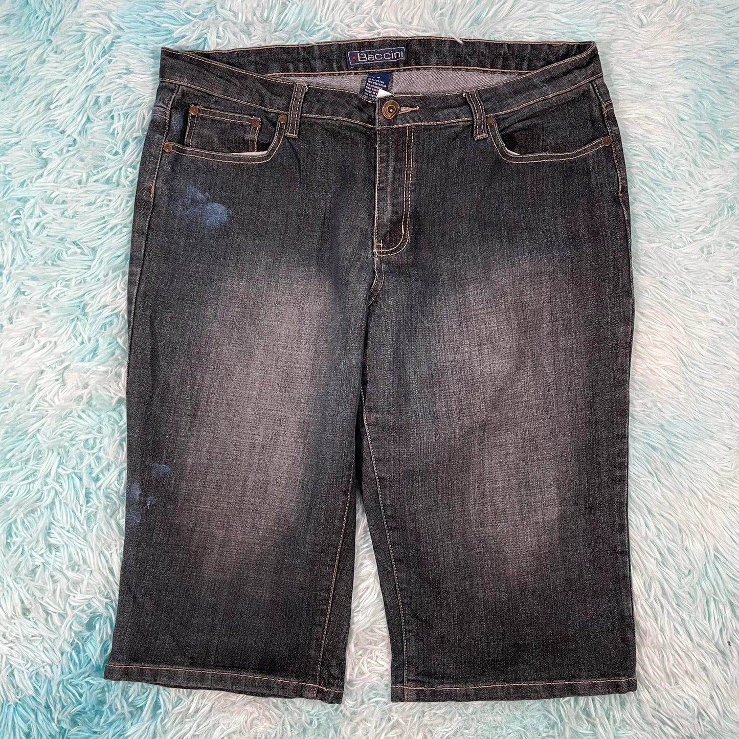 Vintage 00s Y2K Black Jean Shorts Jorts - Size 16