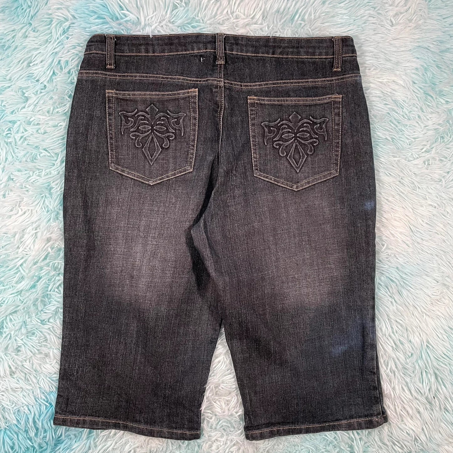 Vintage 00s Y2K Black Jean Shorts Jorts - Size 16