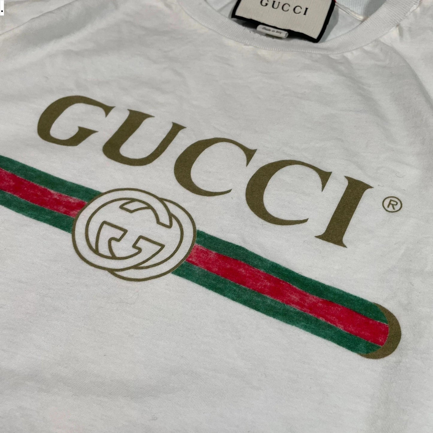 White Gucci T Shirt Logo - Medium