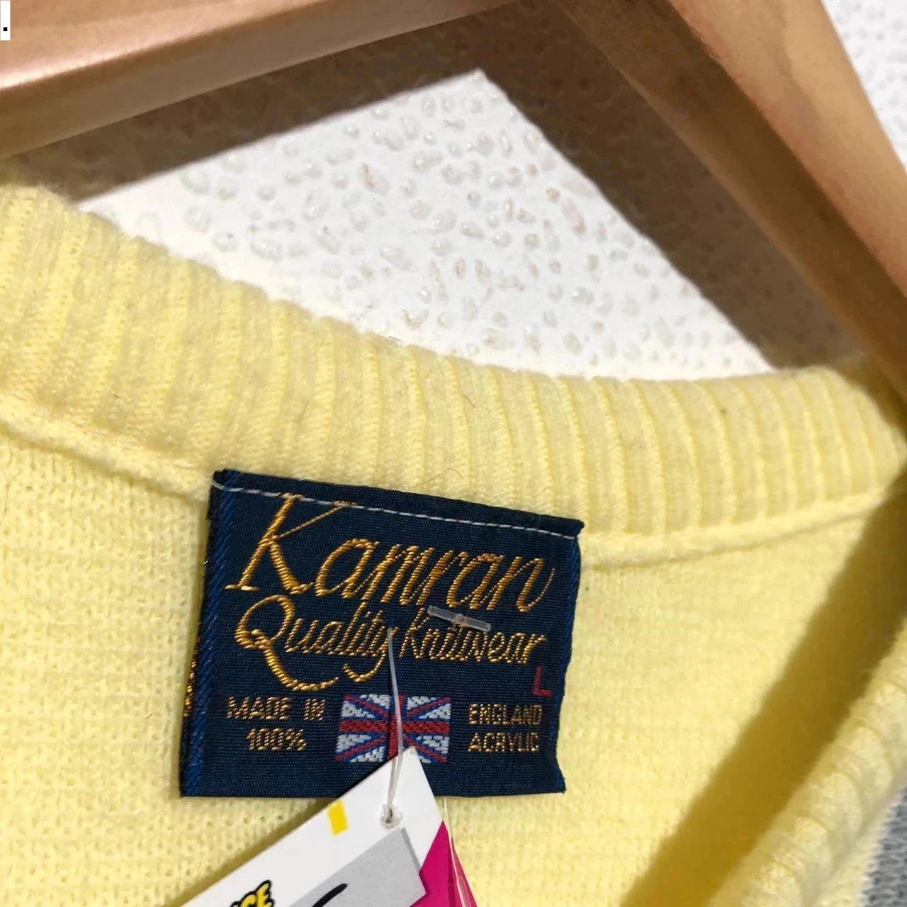 Vintage 80s Yellow Striped Grunge Patterned Knitted Jumper - Large