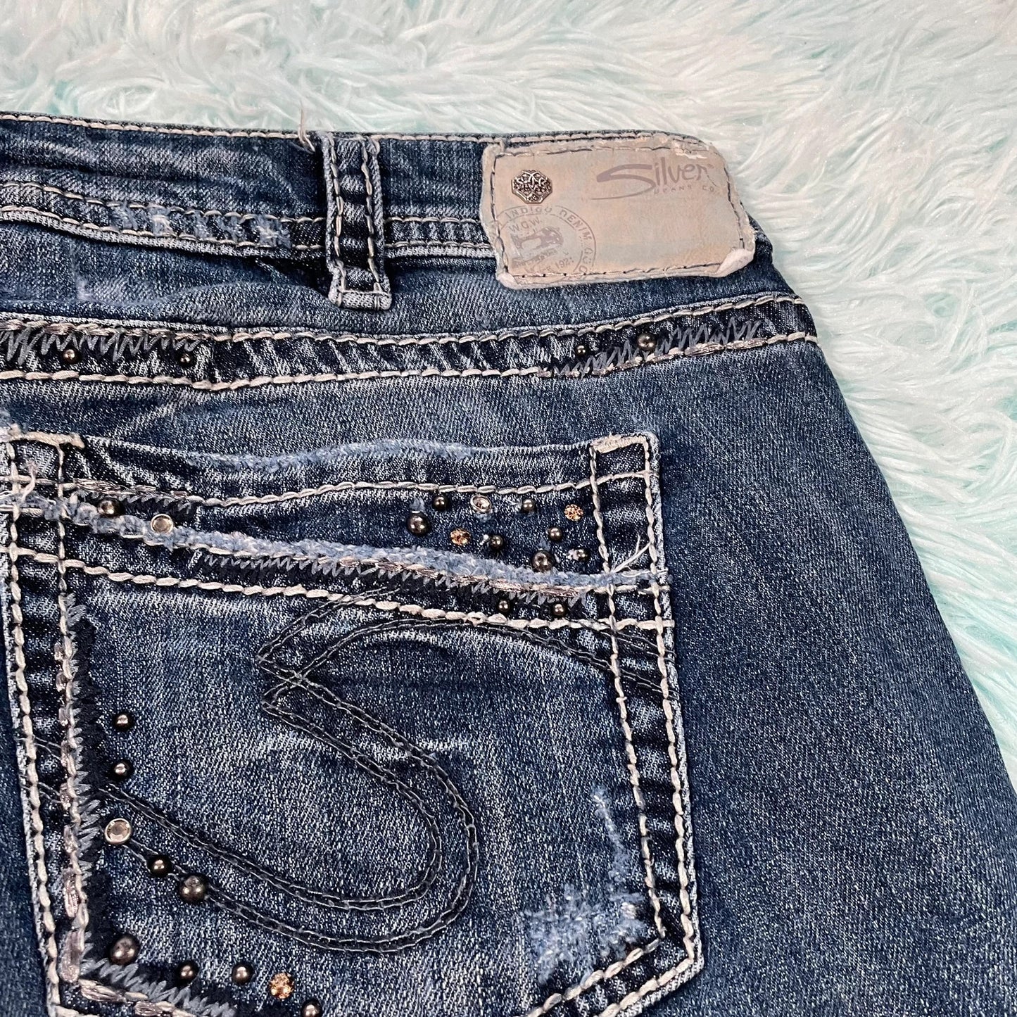 Vintage Y2K Silver Jean Shorts Hot Pants Jorts - Size 12